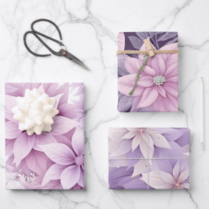 Purple Poinsettia  Holiday Wrapping Paper