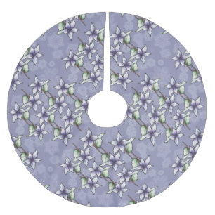 Purple Poinsettias & Snowflakes Christmas Winter Brushed Polyester Tree Skirt