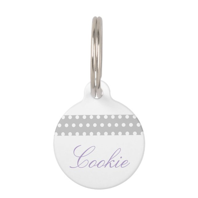 Purple Poka Dots Pet Tag (Front)