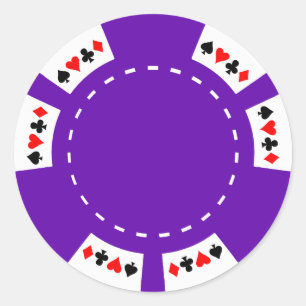 Purple Poker and Gaming Chip Classic Round Sticker