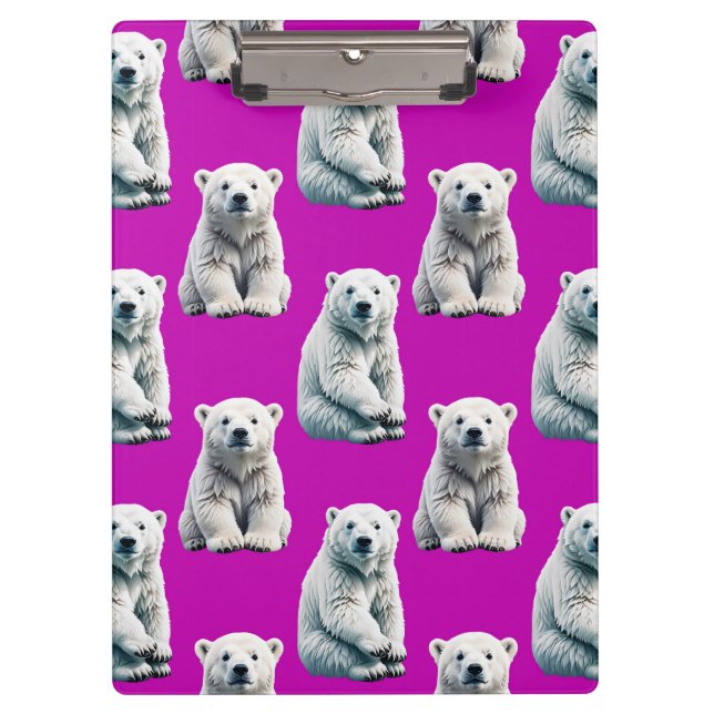 Purple Polar Bear Pattern Design  Clipboard (Front)