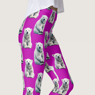 Purple Polar Bear Pattern Design Leggings
