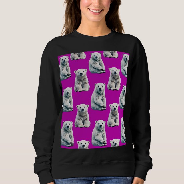 Purple Polar Bear Pattern Design  Sweatshirt (Front)