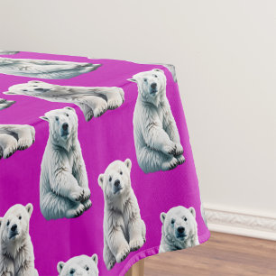 Purple Polar Bear Pattern Design  Tablecloth