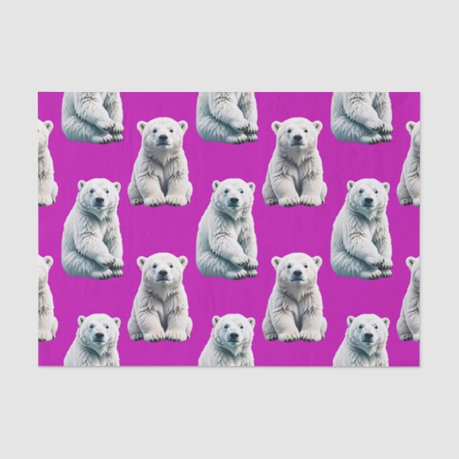 Purple Polar Bear Pattern Design  Tissue Paper (Front)