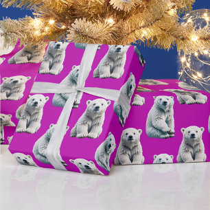 Purple Polar Bear Pattern Design  Wrapping Paper