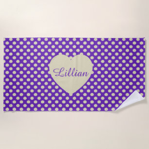 Purple Polka Dot Beach Towel