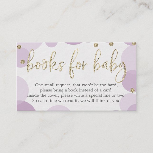 Purple Polka Dot Book Request Baby Shower Invite (Front)