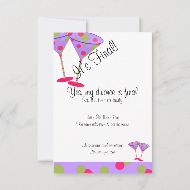 Purple Polka Dot Divorce Party Invitation (Front)