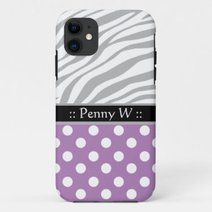 Purple Polka Dot Faded Zebra Print iPhone 5 Case