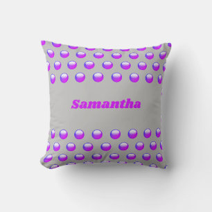 Purple Polka Dot Geometric Modern First Name Cushion