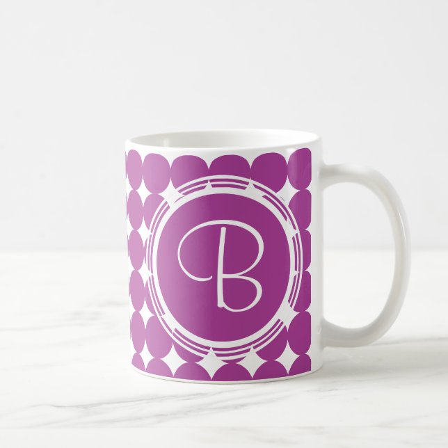 Purple Polka Dot Monogram Coffee Mug (Right)