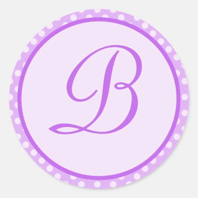 Purple Polka Dot Monogram Initial Sticker (Front)