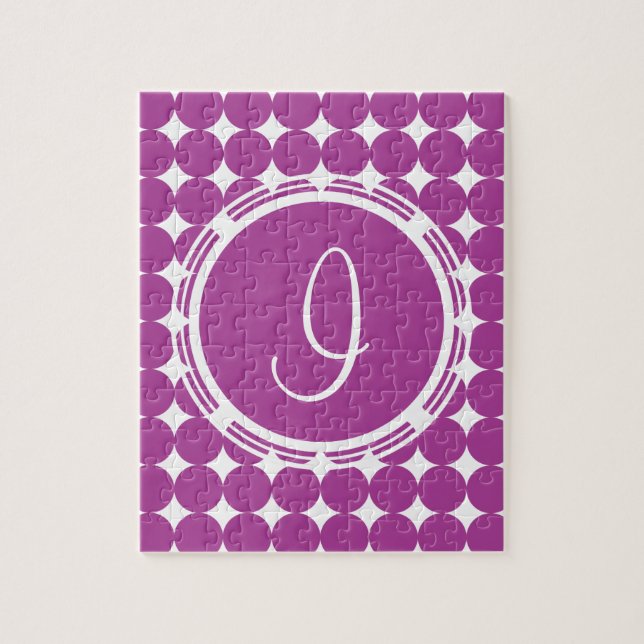 Purple Polka Dot Monogram Jigsaw Puzzle (Vertical)
