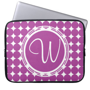 Purple Polka Dot Monogram Laptop Sleeve