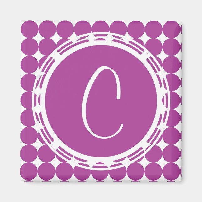 Purple Polka Dot Monogram Magnet (Front)
