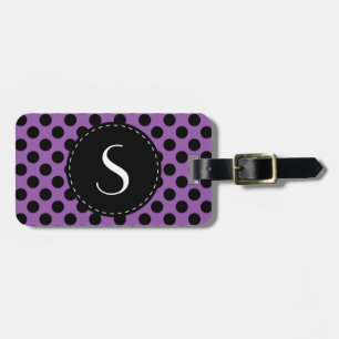 Purple Polka Dot Monogram Personalised Luggage Tag