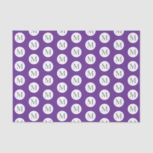 Purple Polka Dot Monogram Tissue Paper (Front)