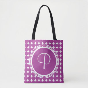Purple Polka Dot Monogram Tote Bag