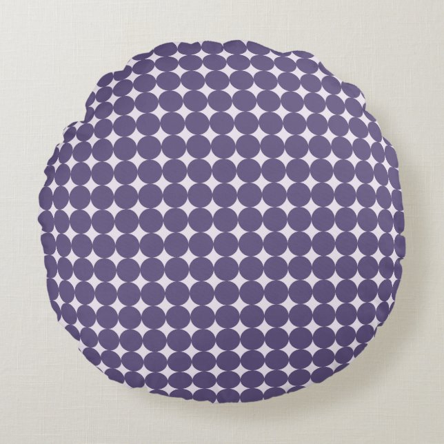 Purple Polka Dot Nursery Throw Pillow - Round (Front)
