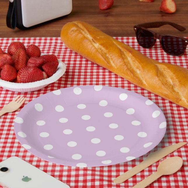 Purple Polka Dot Paper Plate (Picnic)