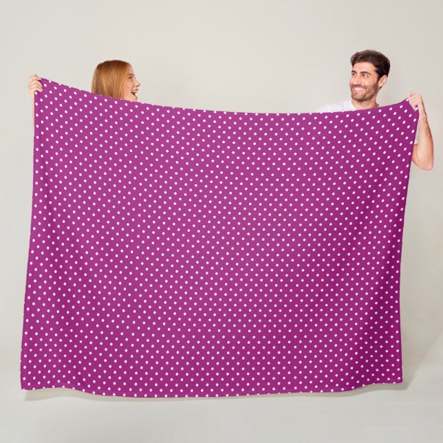 Purple Polka Dot Pattern Fleece Blanket (In Situ)