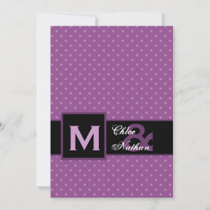 Purple Polka Dot Pattern Monogram Wedding Template