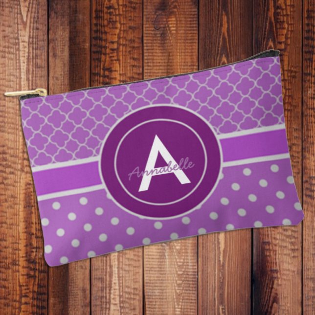 Purple Polka Dot Quatrefoil Accessory Pouch (Creator Uploaded)