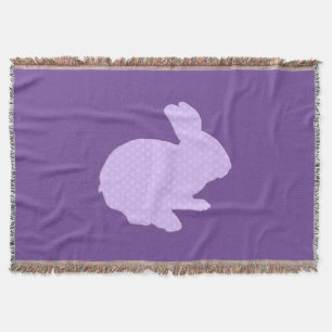 Purple Polka Dot Silhouette Bunny Throw Blanket