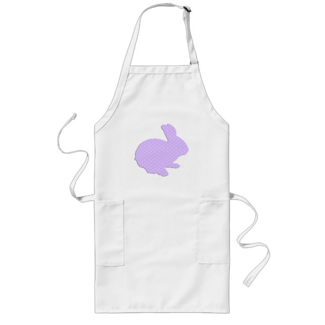 Purple Polka Dot Silhouette Easter Bunny Apron (Front)