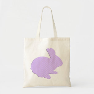 Purple Polka Dot Silhouette Easter Bunny Tote Bag