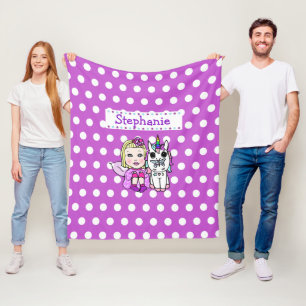 Purple polka Dot Unicorn and Fairy Blanket