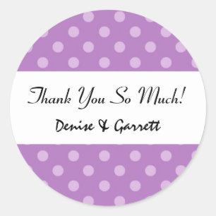 Purple Polka Dot Wedding Collection Classic Round Sticker