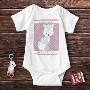 Purple Polka-Dots Baby Arctic Fox Personalised Bodysuit