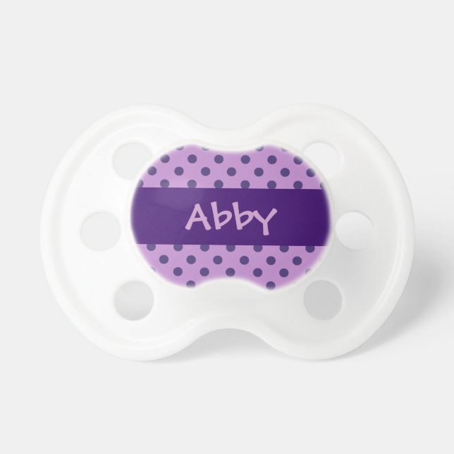 Purple Polka Dots Baby Girl  Custom Name P547 Dummy (Front)