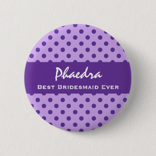 Purple Polka Dots Bridesmaid Custom Wedding Gift 1 6 Cm Round Badge