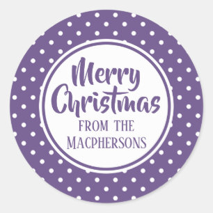 Purple Polka Dots Christmas Stickers