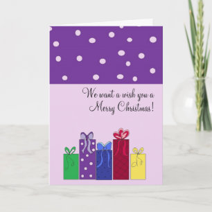 Purple Polka Dots Christmas Wishes Holiday Card