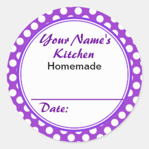 Purple Polka Dots From Your Name Kitchen Custom Classic Round Sticker