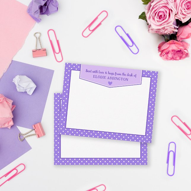 Purple Polka Dots Heart Sent With Love & Hugs Card (Creator Uploaded)