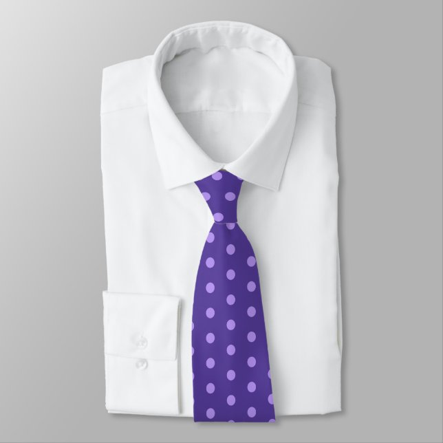 Purple Polka Dots. Mens Neck Tie (Tied)