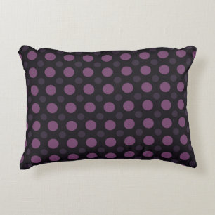 Purple Polka dots on black Decorative Cushion