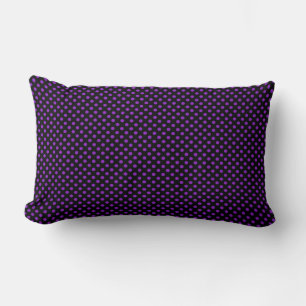 Purple Polka Dots on Black Lumbar Cushion