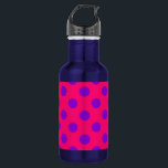 Purple polka dots on cerise 532 ml water bottle<br><div class="desc">Purple polka dots on cerise</div>