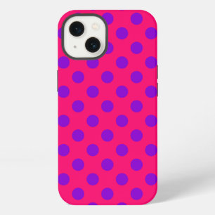 Purple polka dots on cerise Case-Mate iPhone case