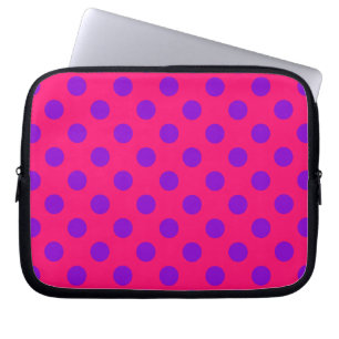 Purple polka dots on cerise laptop sleeve