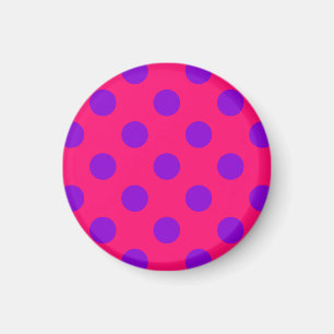 Purple polka dots on cerise magnet
