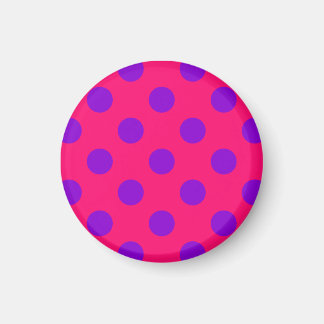 Purple polka dots on cerise magnet