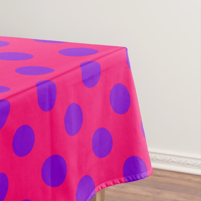 Purple polka dots on cerise tablecloth (In Situ)