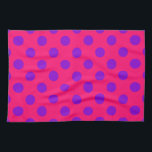 Purple polka dots on cerise tea towel<br><div class="desc">Purple polka dots on cerise</div>